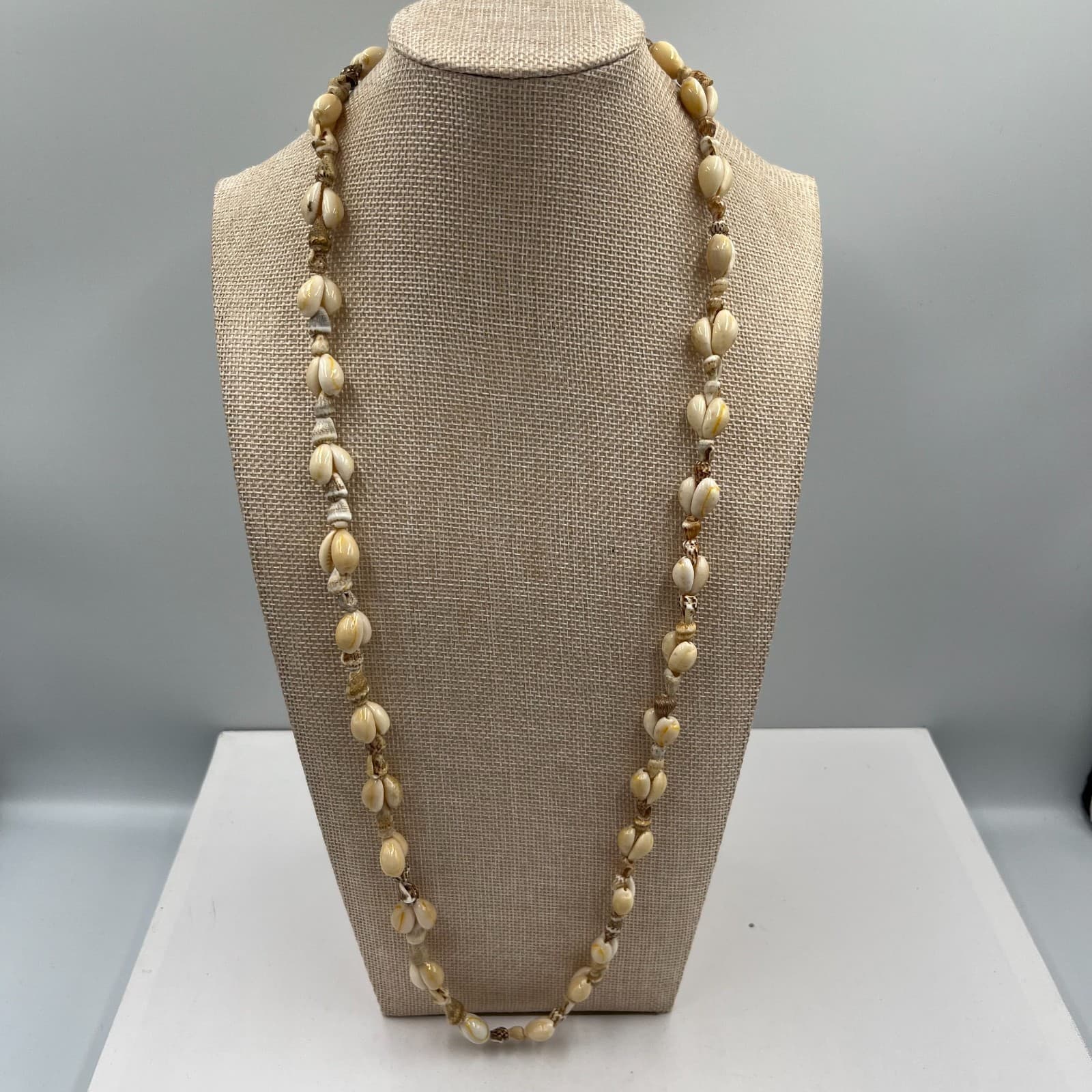 Vintage Silver Tone Faux Pearl & Clear Crystal Station Necklace Long 36" Beaded - Image 1