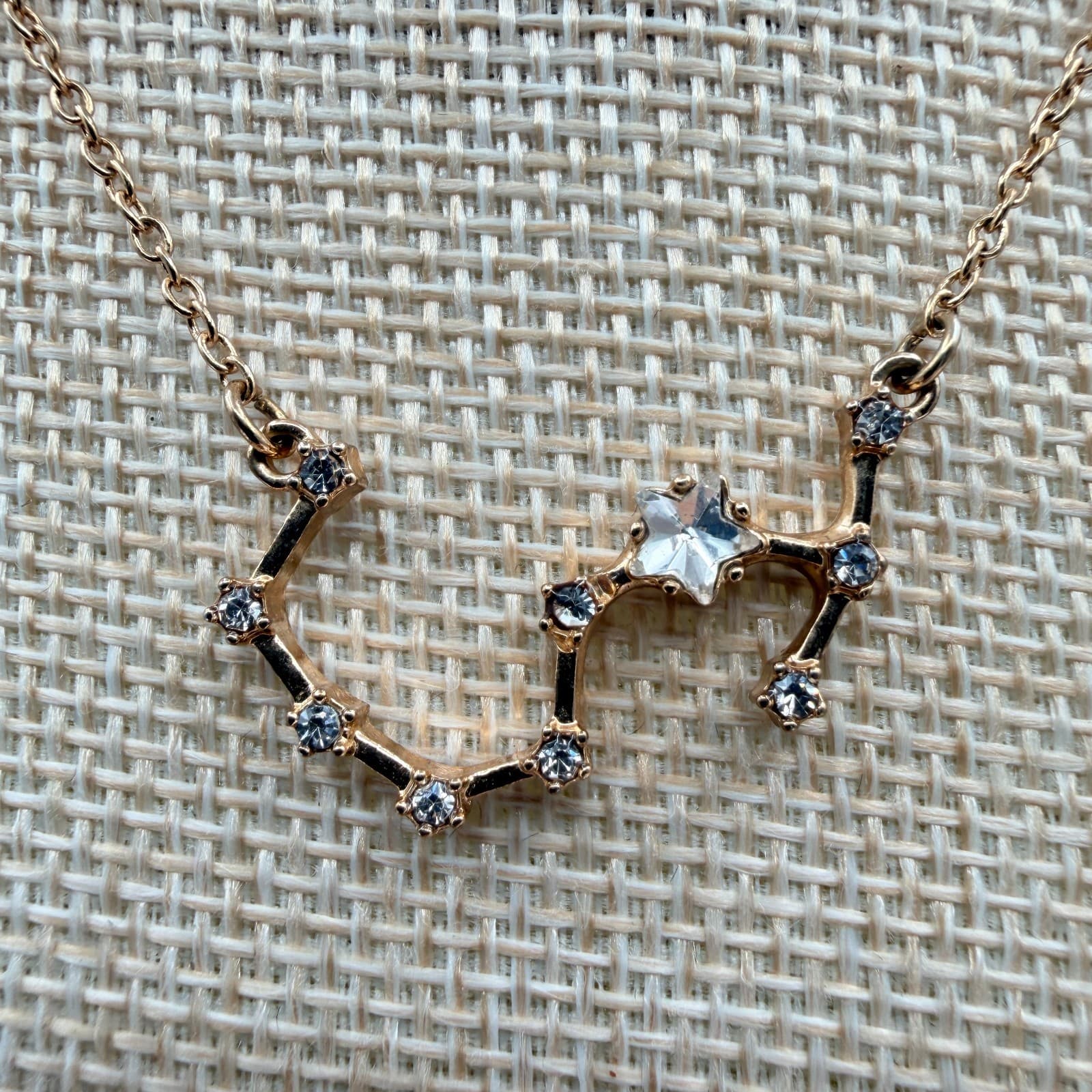 Vintage 90s Gold Tone Constellation Rhinestone Pendent Necklace Women's Jewelry - Image 1