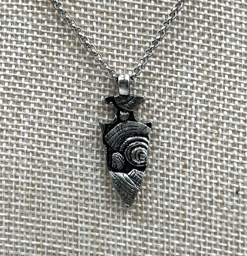 Boho-Chic Silver-Tone Rolo Chain Old West Arrowhead Pendant Lobster Necklace - Image 1