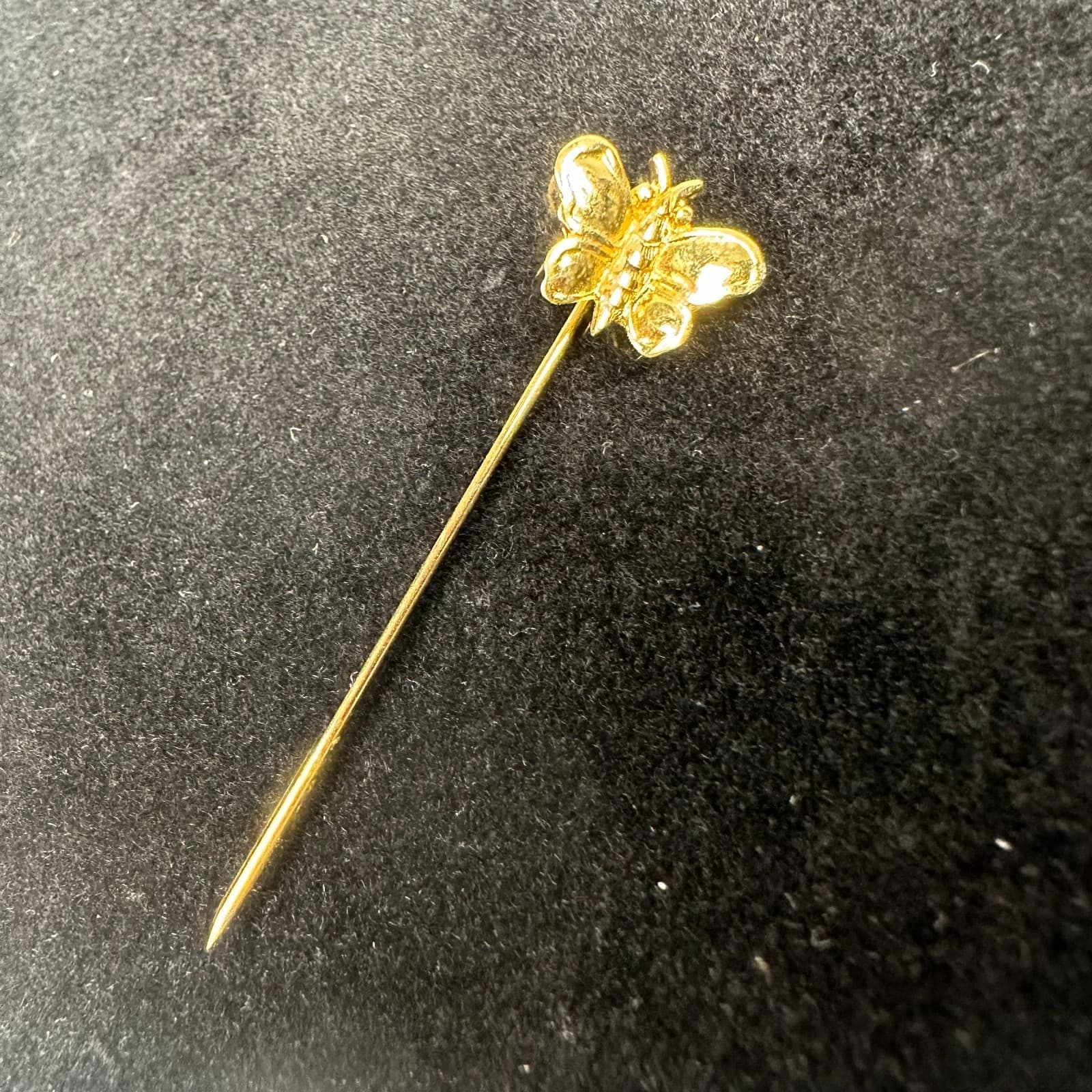 Vintage Gold-Tone Butterfly Stick Pin Brooch Dainty Insect Motif - Image 1