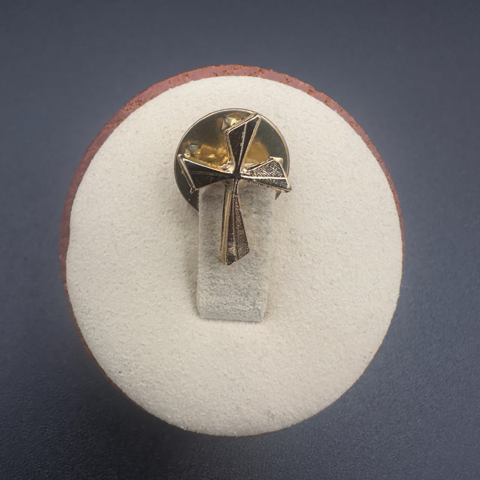 Vintage Goldtone Modern Cross Lapel Pin – Christian Symbol Brooch - Image 1