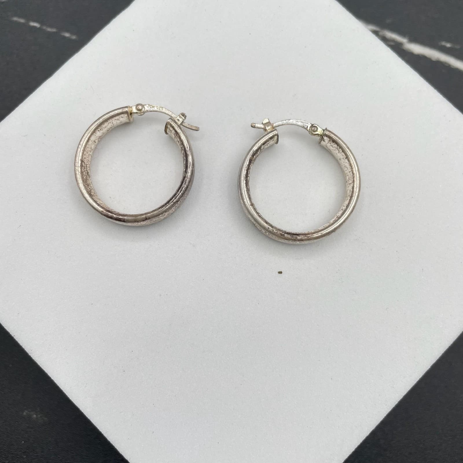 Vintage JCM 925 Hoop Hinged Post Earrings - Image 1