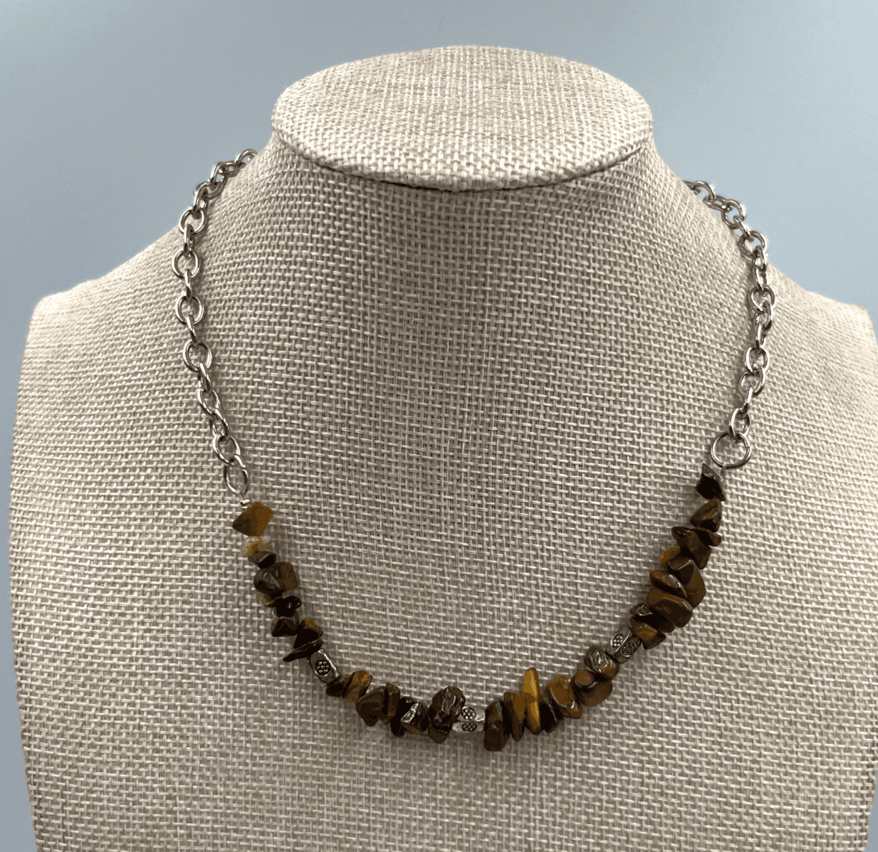 Vintage Tiger’s Eye Chip Necklace Natural Brown Gold Gemstone Beaded 24” 70s Boh - Image 1