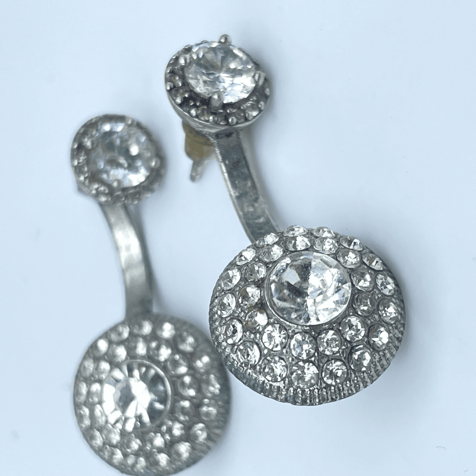 Vintage Y2K 925 Sterling Silver Clear Glass Earrings Women's Fashion Jewelry - Image 1