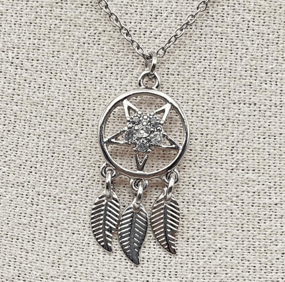 Charming Charlie Silver-Tone Star Feather Charms Dream Catcher Pendant Necklace - Image 1