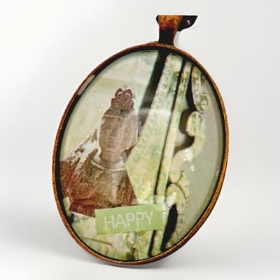 Vintage Multicolor Beaded Pendant Necklace Oval Cameo Style Buddha Boho Retro - Image 1