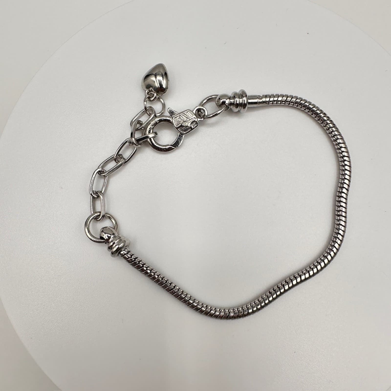 Vintage 90s Silver Tone Snake Chain Charm Bracelet Kit Lobster Clasp Jewelry - Image 1