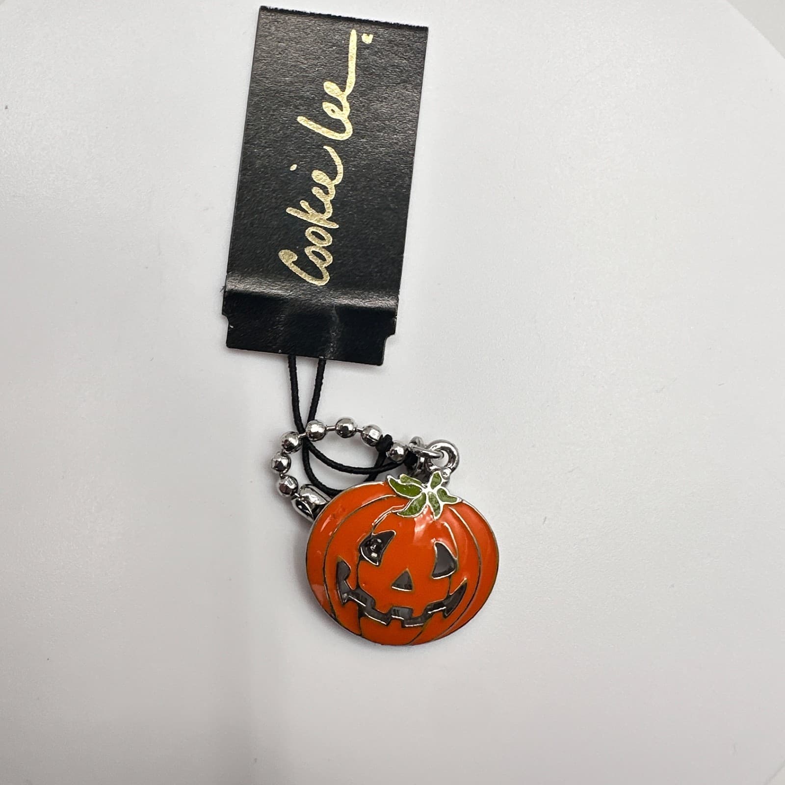 Vintage 80s Cookie Lee Halloween Orange Enamel Jack-O'-Lantern Charm Jewelry - Image 1