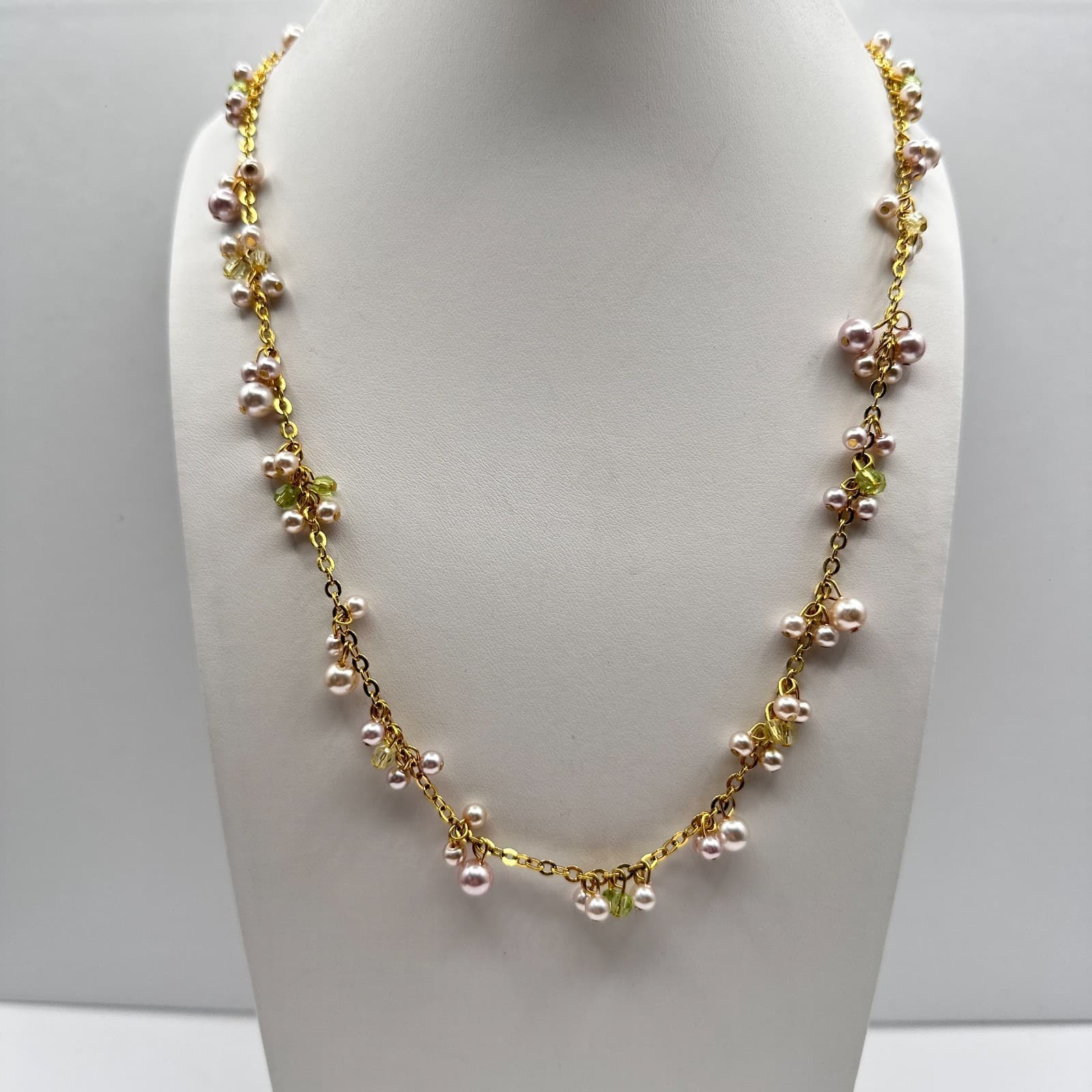 Vintage 90s Cookie Lee Pearl Glass Gold Tone Necklace Set Classic Womens Jewelry - Image 1