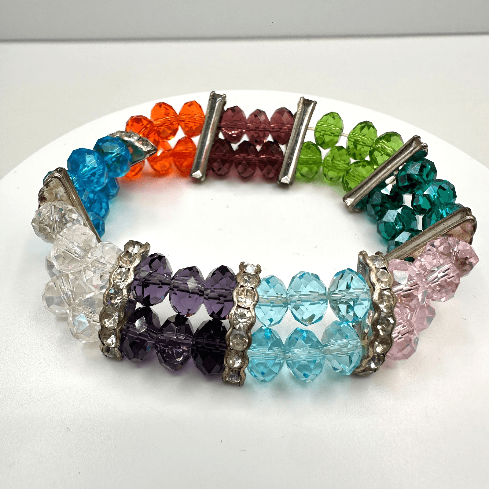 Vintage Y2K Crystal Beaded Stretch Bracelet Rhinestone Women's Classic Jewelry - Image 1