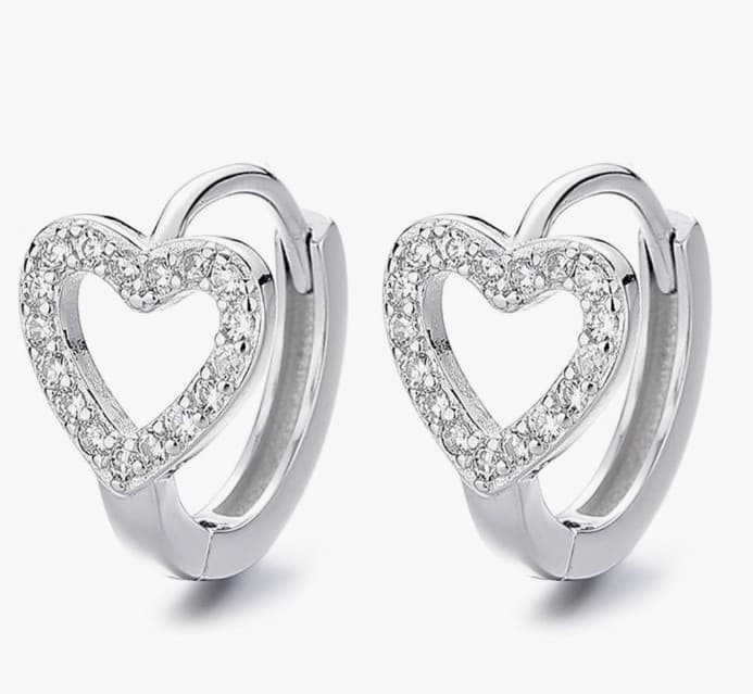 Heart Hoop Earrings for Women 925 Sterling Silver Huggie Love Earrings - Image 1