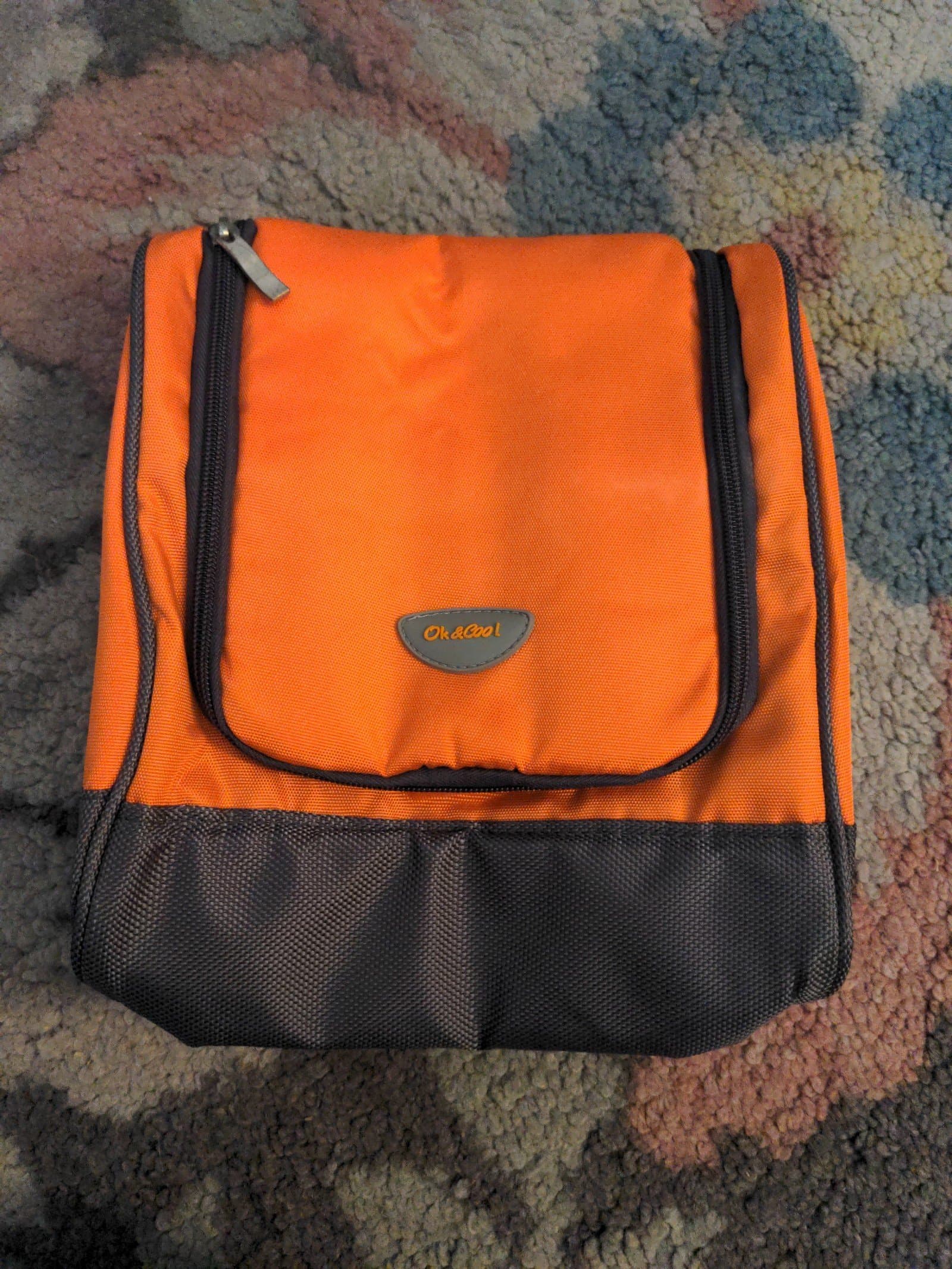 Ok & Cool orange and grey bag with multiple compartments - Image 1