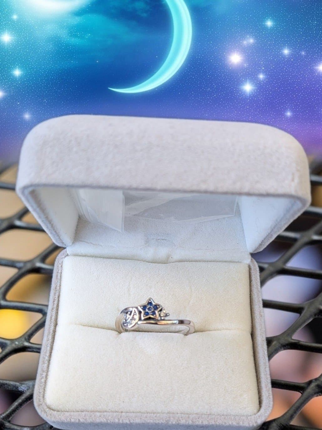 Celestial Sterling Silver Moon&Star Silver Ring size 6 - Image 1