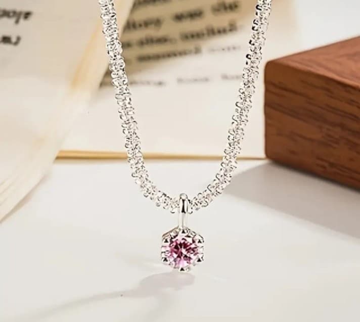 Starry sky sparkling round cut moissenite pendant Sterling silver stamped 925 - Image 1