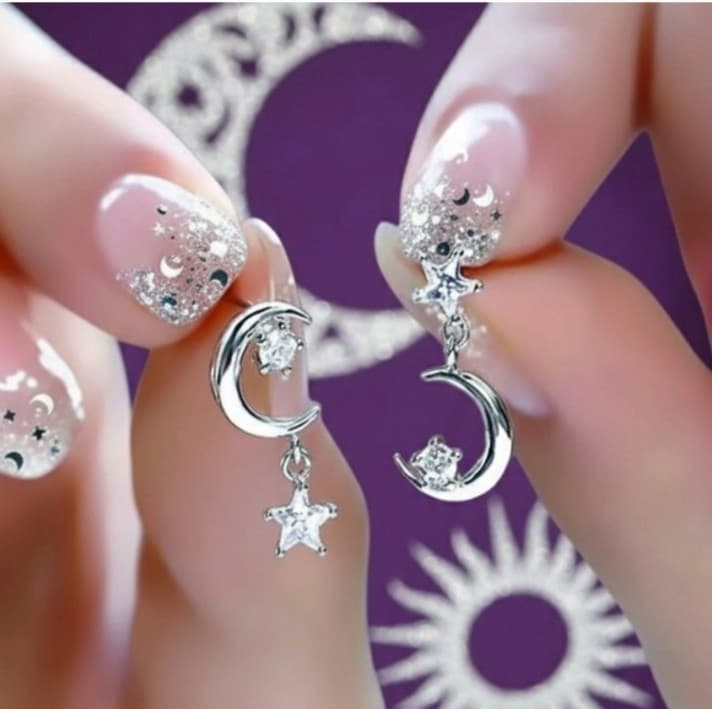 HT Silver Moon and Star Earrings Brand New ! - Image 1