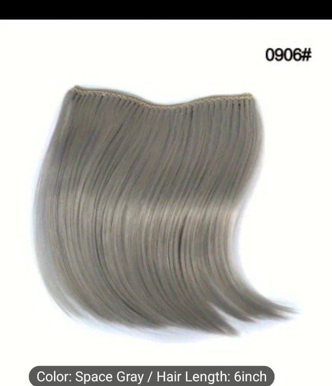 Vibrant space grey/silver Synthetic Hair Clip n Bangs Hairbangs adjustable clips - Image 1