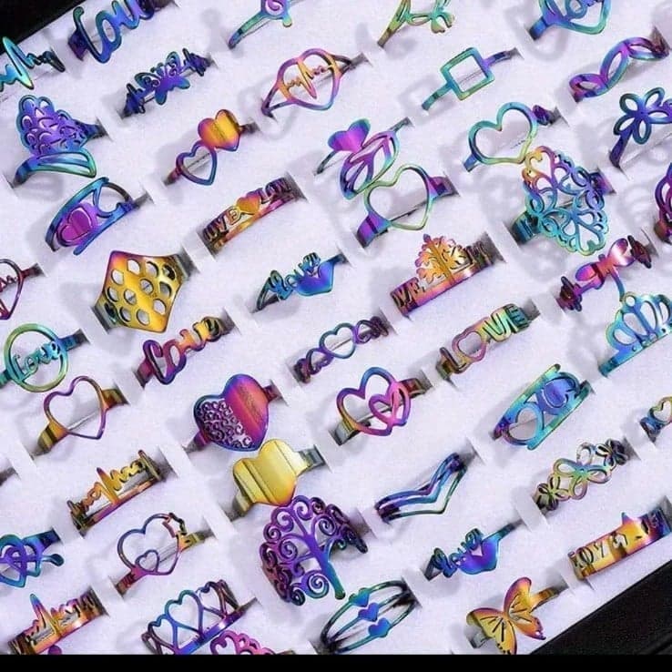 Iridescent Blue and Purple Rings Collection 1 ring per purchase - Image 1