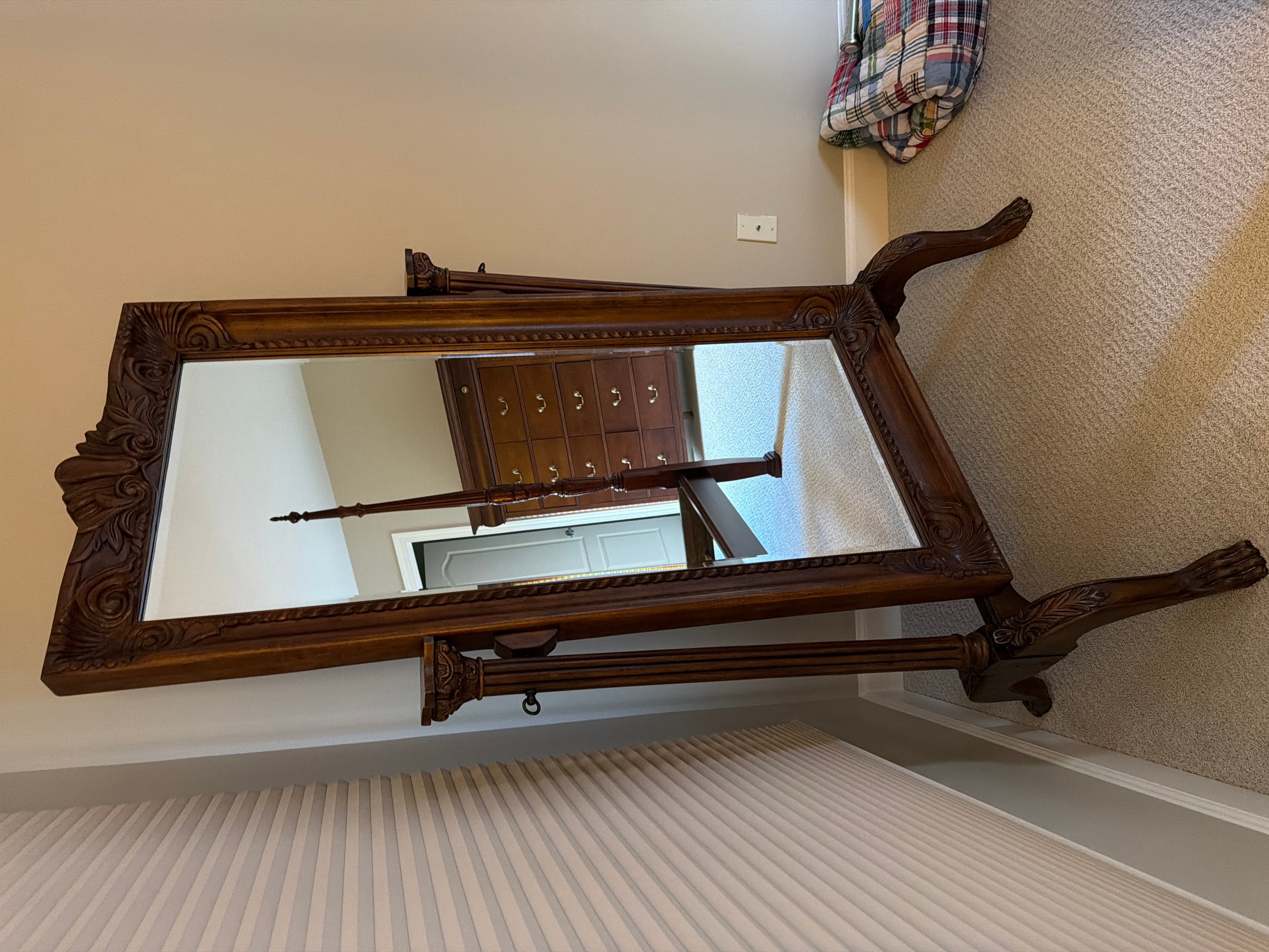 Ornate Full-Length Mirror with Stand - Image 1