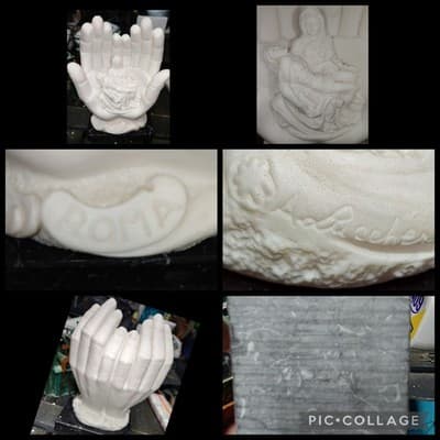 Vintage Italian Alabaster Pieta Sculpture in Hands on Marble Base - Signed A.... - Image 1