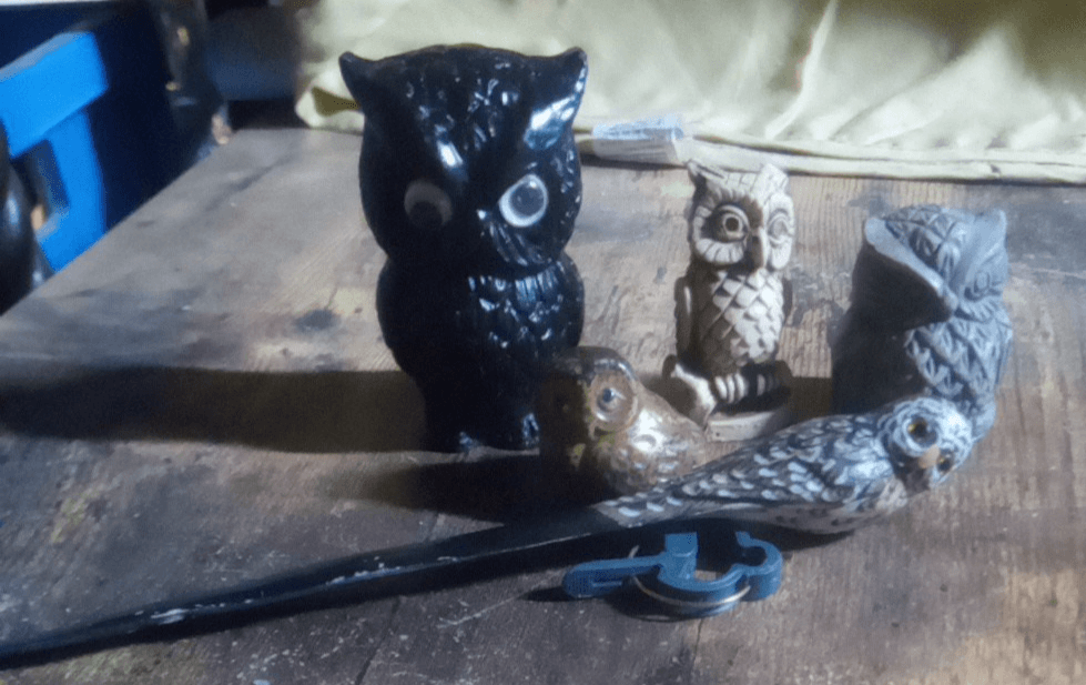 Lot Of 5 Vintage Owl Figurines. Each Made From Completely Different Materials. - Image 1