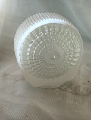 Vtg White Frosted Clear Glass Light Fixture Shade Globe Cover Art Deco Retro - Image 1