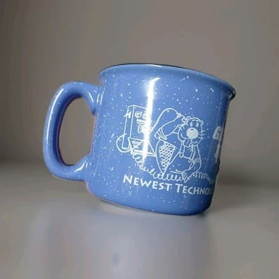 M-Ware Blue Coffee Mug Rural Gardonville Telephone Stoneware Heavy Dine Style... - Image 1