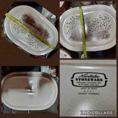 Vintage Noritake Stoneware DESERT FLOWERS 8341 Oval Serving Platter 14” Japan - Image 1