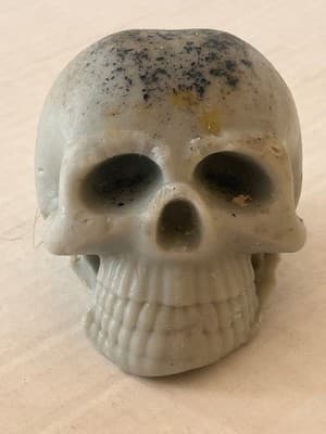 Decorative Skull Figurine Gothic Gray Small Cement Plaster Home Decor Tabletop - Image 1
