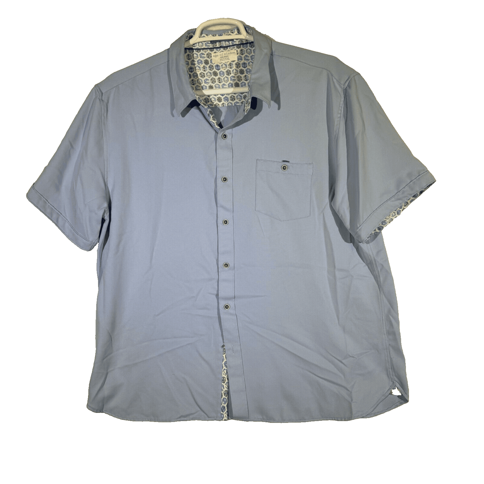 Age of Wisdom Shirt Men’s 2XL Blue Short‑Sleeve Button‑Up 100% Polyester M232 - Image 1