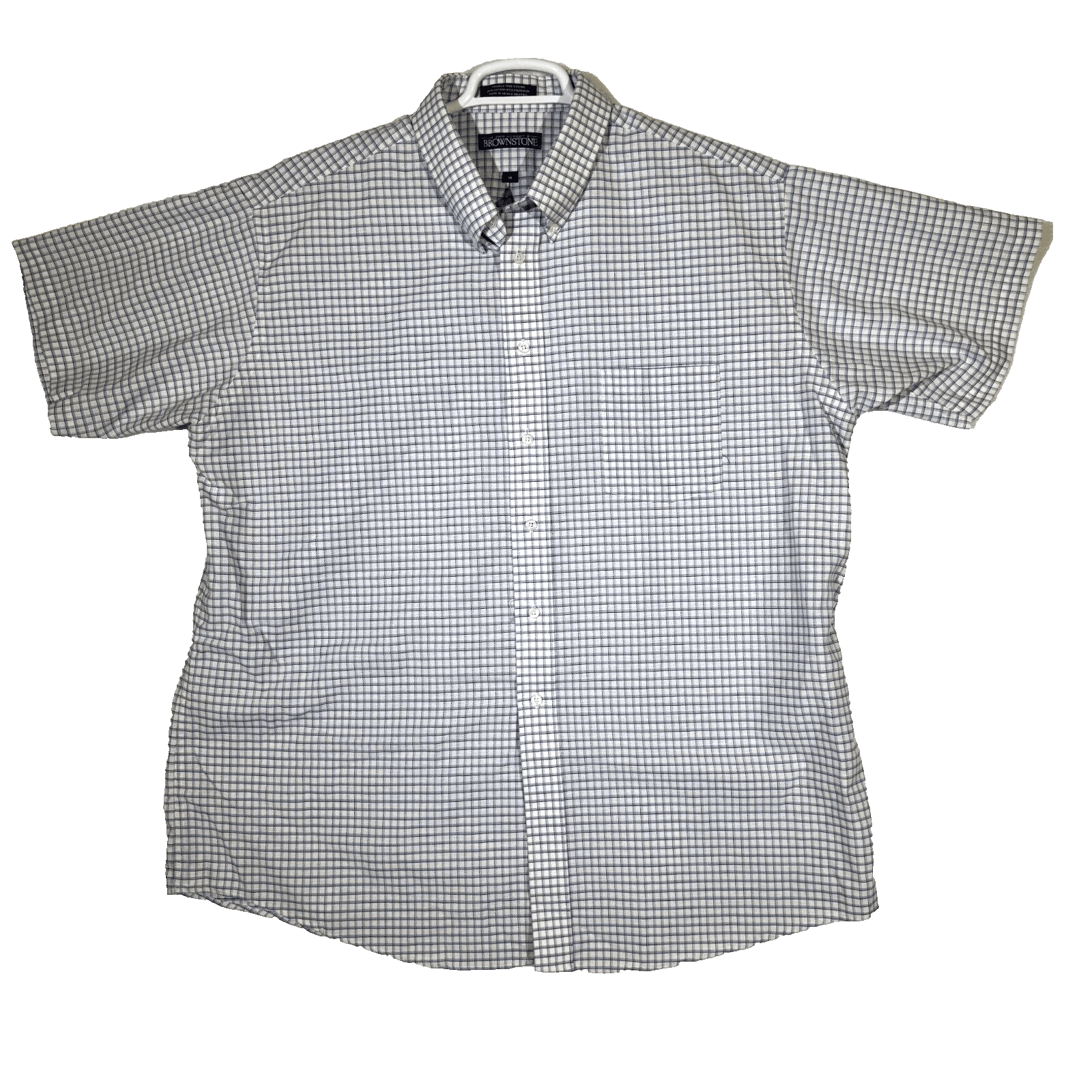 59th Street Brownstone Men's Shirt 18 Blue Check Short Sleeve Button-Down M856 - Image 1