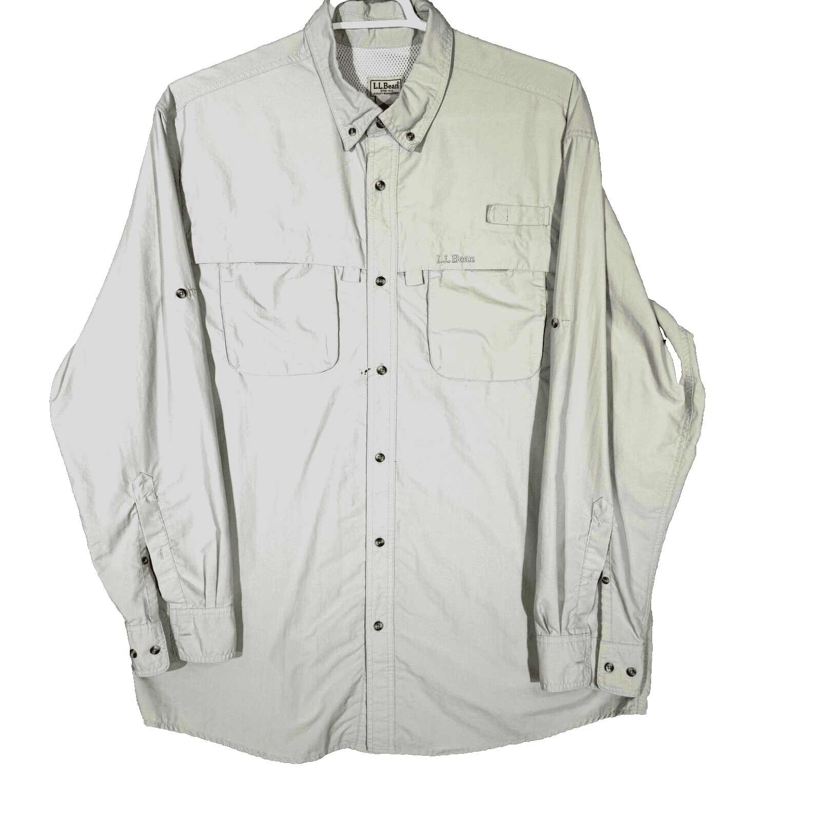 L.L.Bean Men’s Shirt XL Green Nylon Mesh Lined Long Sleeve Button-Down - Image 1