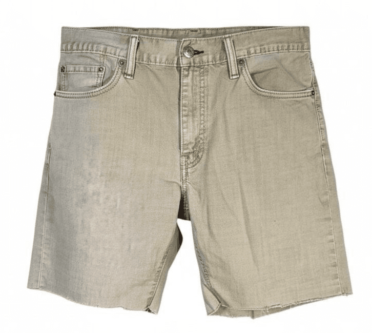 Levis 514 Shorts Mens 34 Beige Bermuda 5 Inseam Denim 5-Pocket Cutoff Raw Hem - Image 1