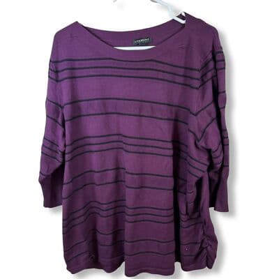 Lane Bryant Plus Plum Purple Long-Sleeve Pullover Top, Size 26 – Excellent - Image 1