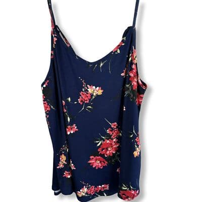 Papermoon Tank Top Women's 2XL Navy Floral Spaghetti Strap Sleeveless Light W 61 - Image 1