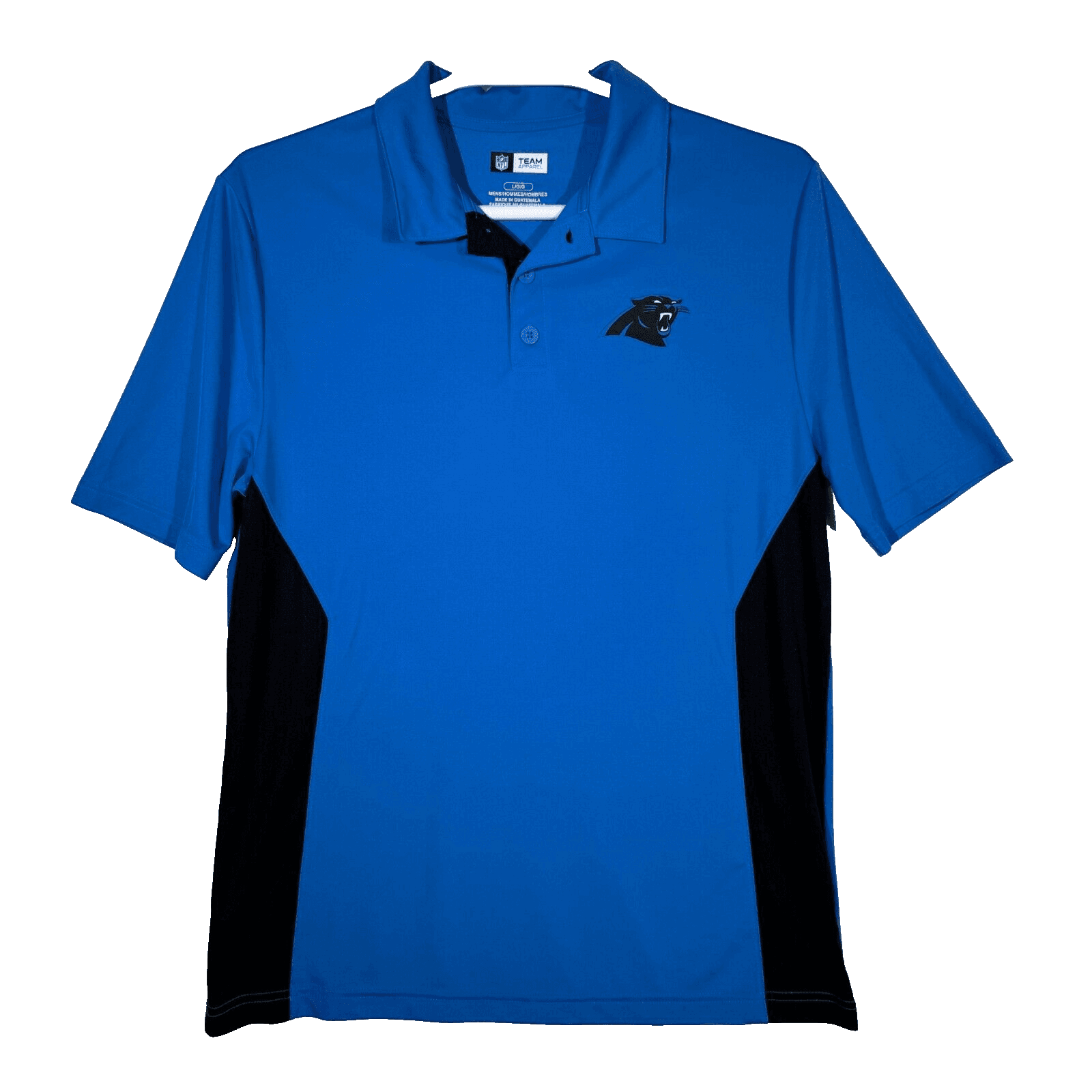 Team Apparel Men’s NFL Carolina Panthers Polo Shirt L Blue/Black 100% Polyester - Image 1