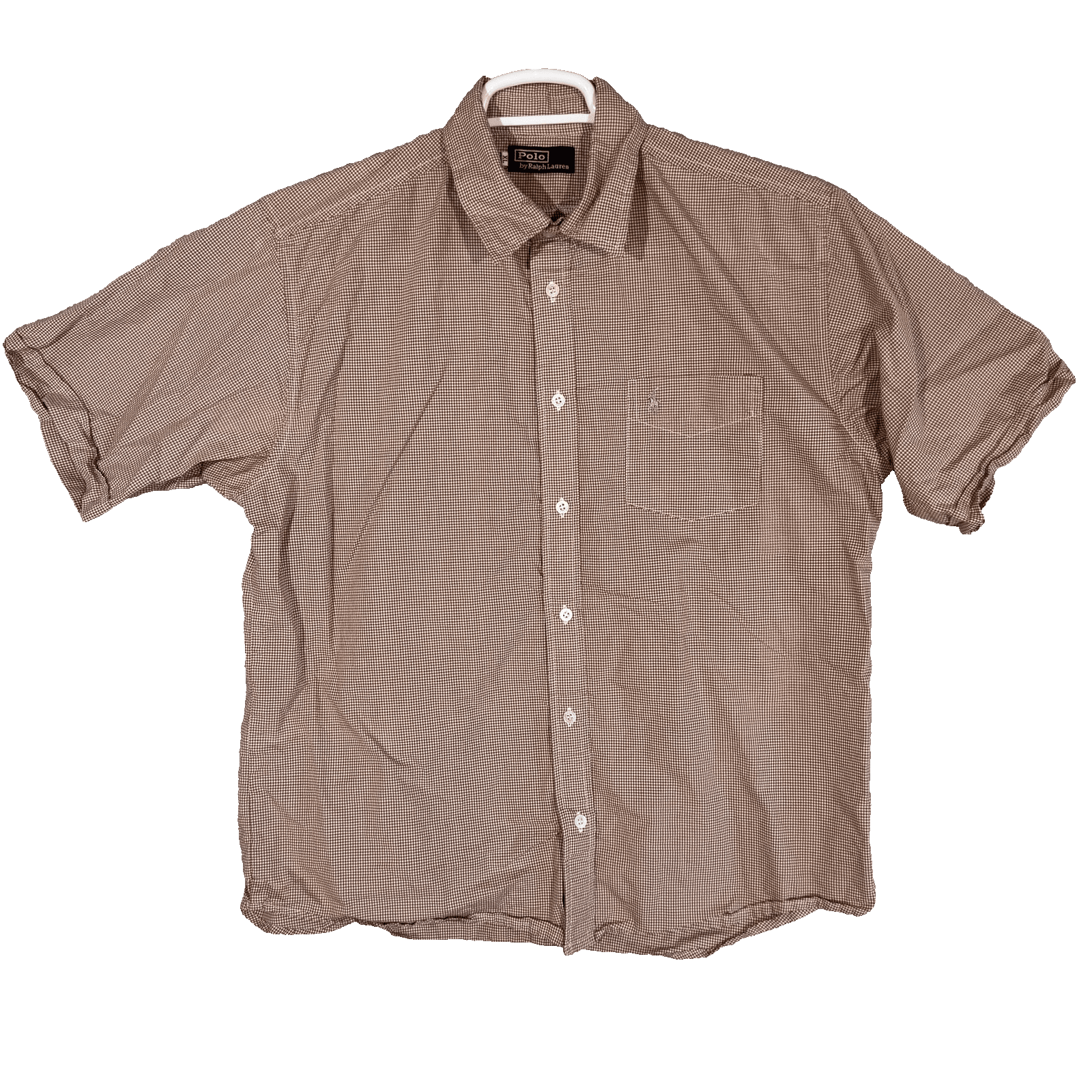 Polo Ralph Lauren Shirt Mens XL Brown Check Short Sleeve Button Up Pocket Pony - Image 1