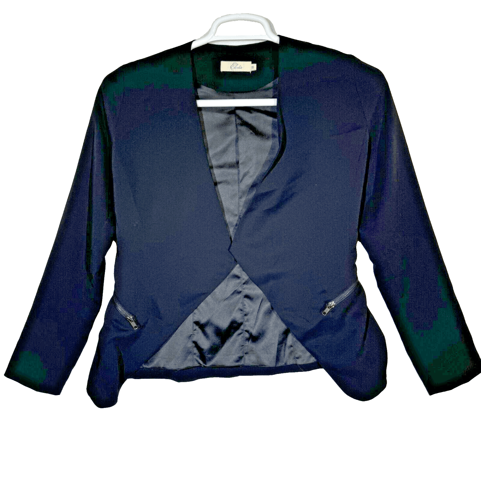 Elodie Women’s Black Draped Jacket XS – Zip Pockets, 100% Polyester, Excellent - Image 1