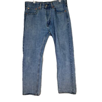 Levi’s 505 Mens Jeans 32x30 Blue Denim Stretch Mid Rise Straight Leg - Image 1