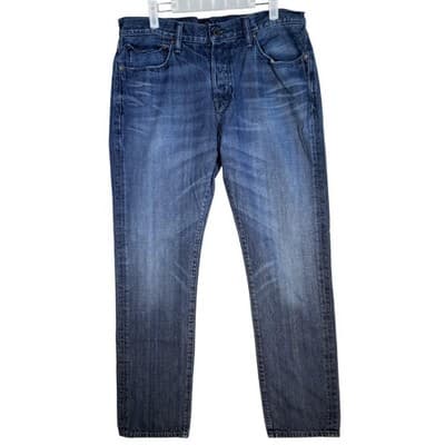 Lucky Brand Jeans Mens 34x32 Blue 1 Authentic Skinny Whiskered Denim Pants - Image 1