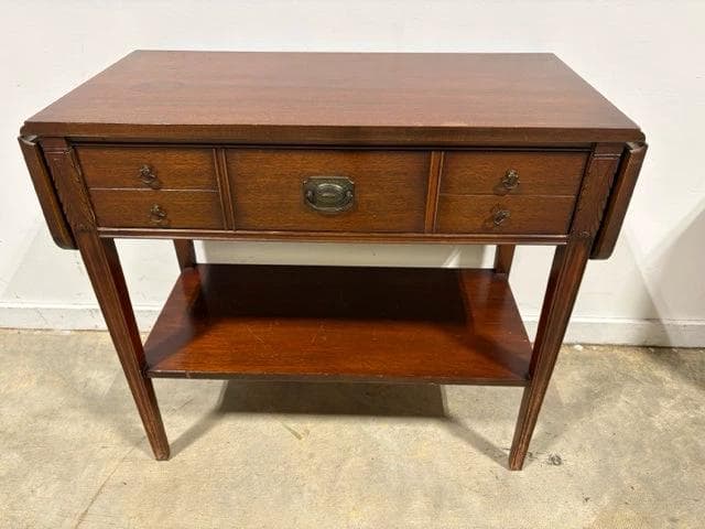 Wooden Drop Leaf Sofa Table With One Shelf And One Drawer - Image 1