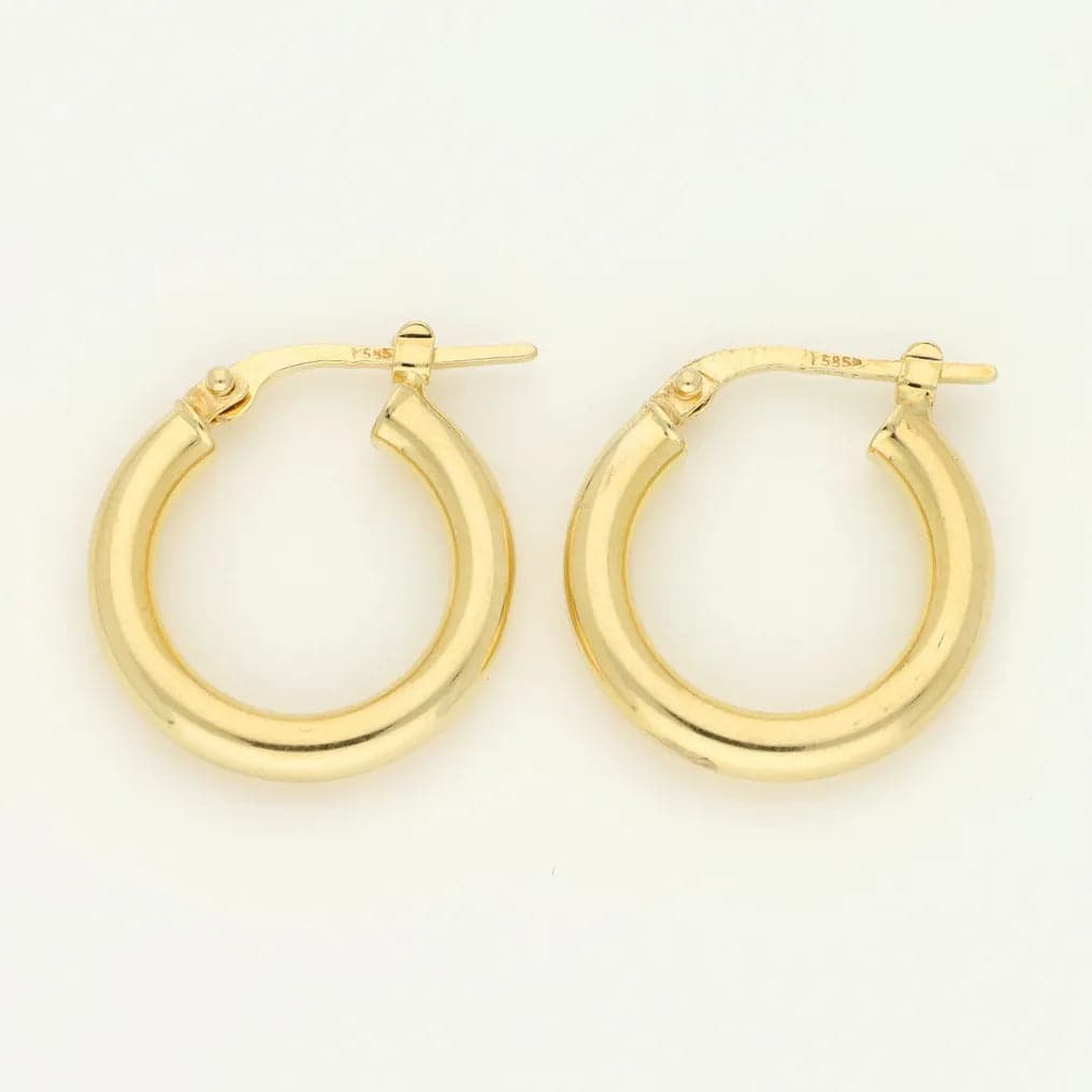 Gold Hoop Earrings - Classic Design, 14K Gold, 1 Inch Diameter - Image 1