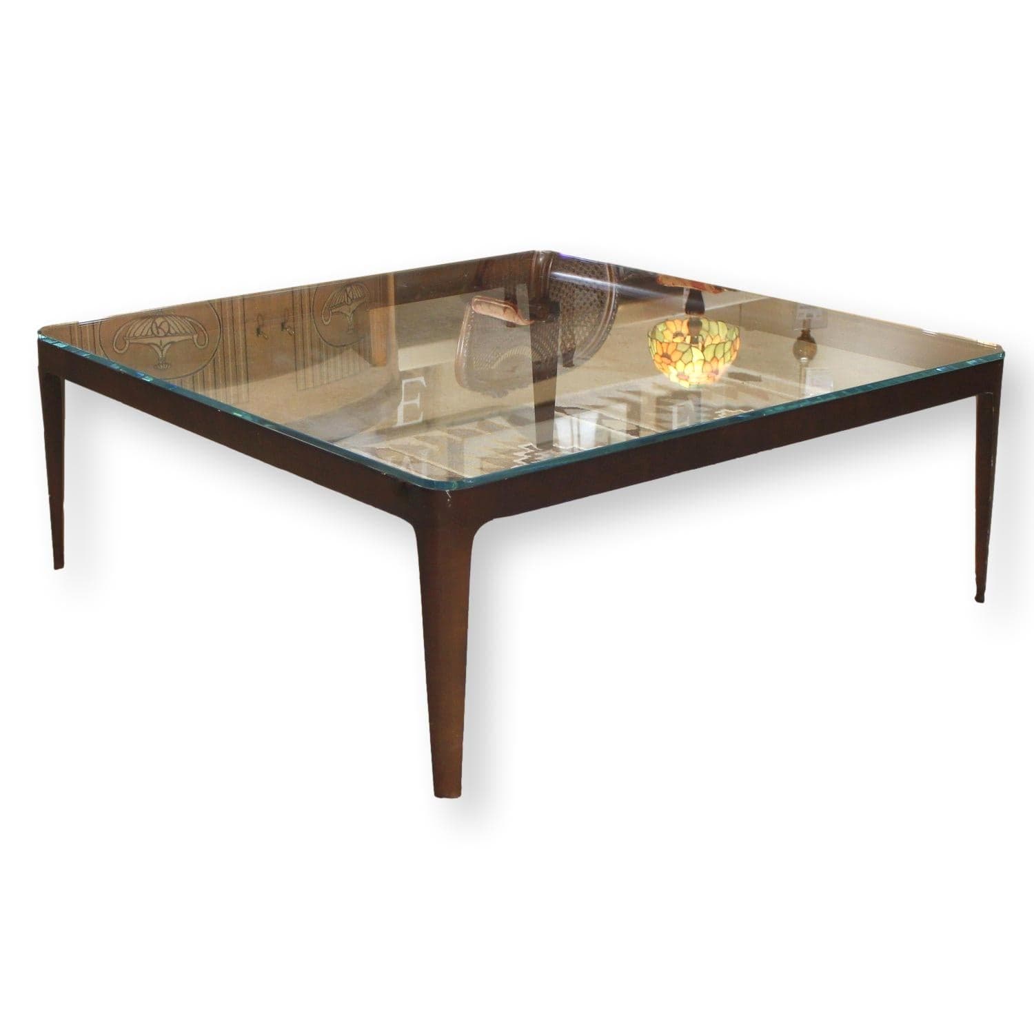 Bernhardt Glass Top Coffee Table - Brown - Image 1
