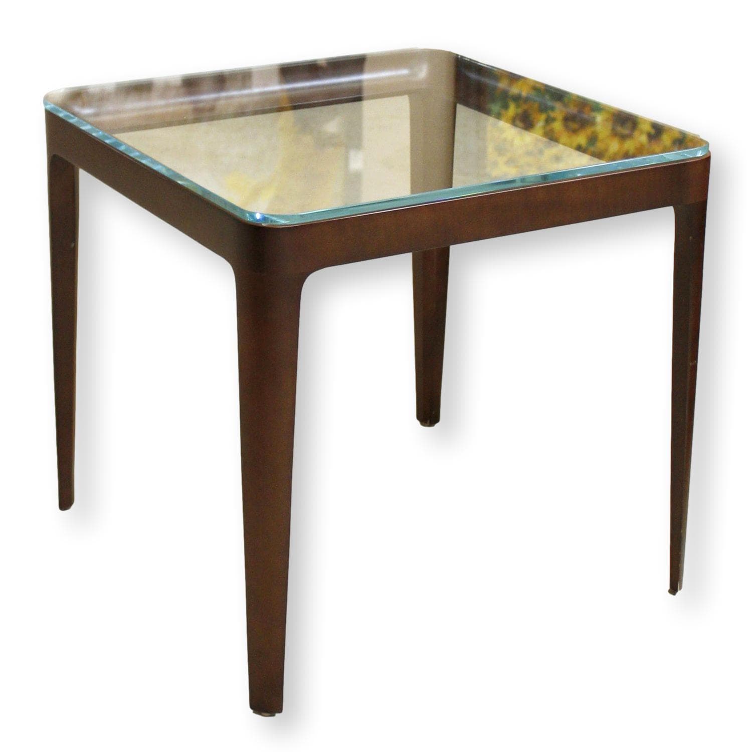 Bernhardt Glass Top End Table - Brown - Image 1