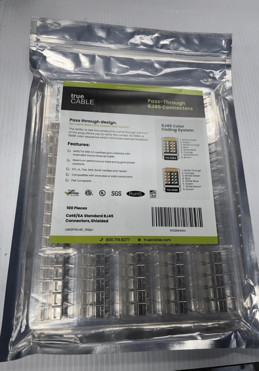 True Cable Cat6/6A Pass Through RJ45 Connectors 100 pieces|Shielded brand new - Image 1