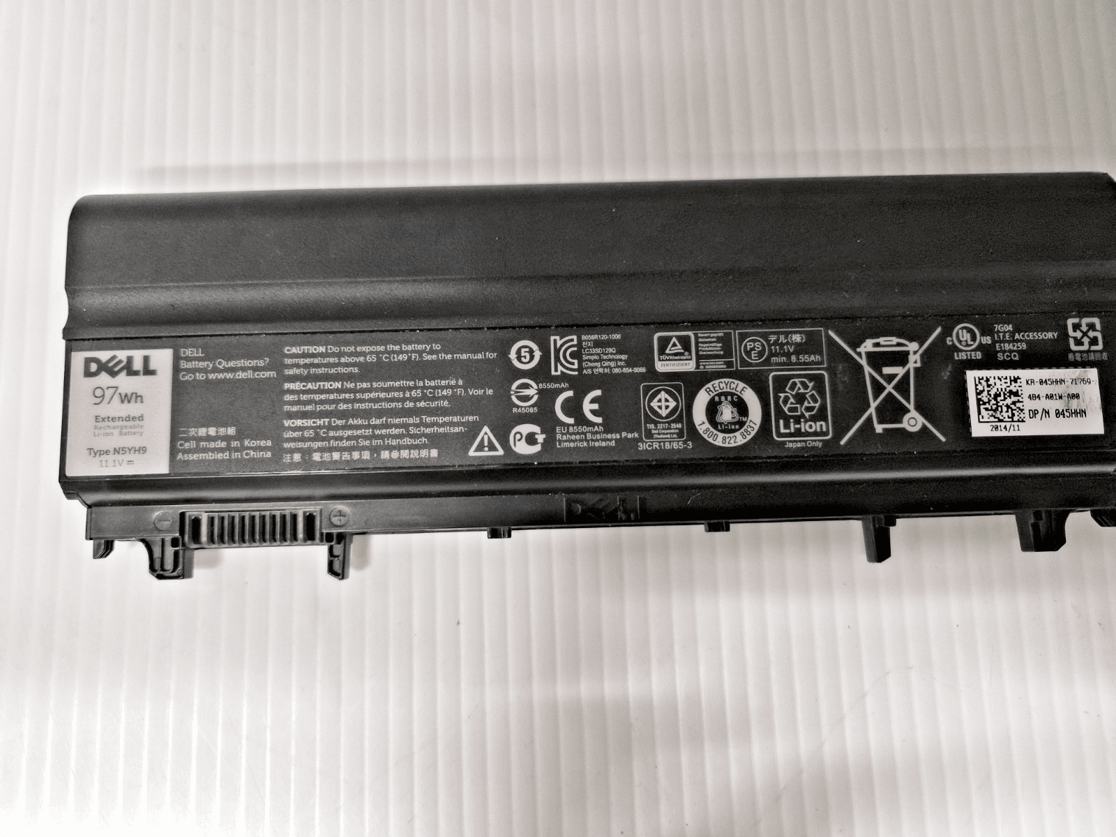 GENUINE DELL LATITUDE E5540 E5440 LAPTOP 9CELL 97WHR BATTERY N5YH9 45HHN TESTED - Image 1