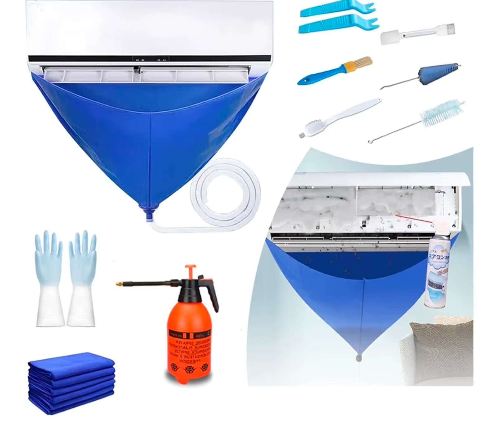 Mini Split Ac Cleaning Kit - Air Conditioner Cleaning Cover 11pcs