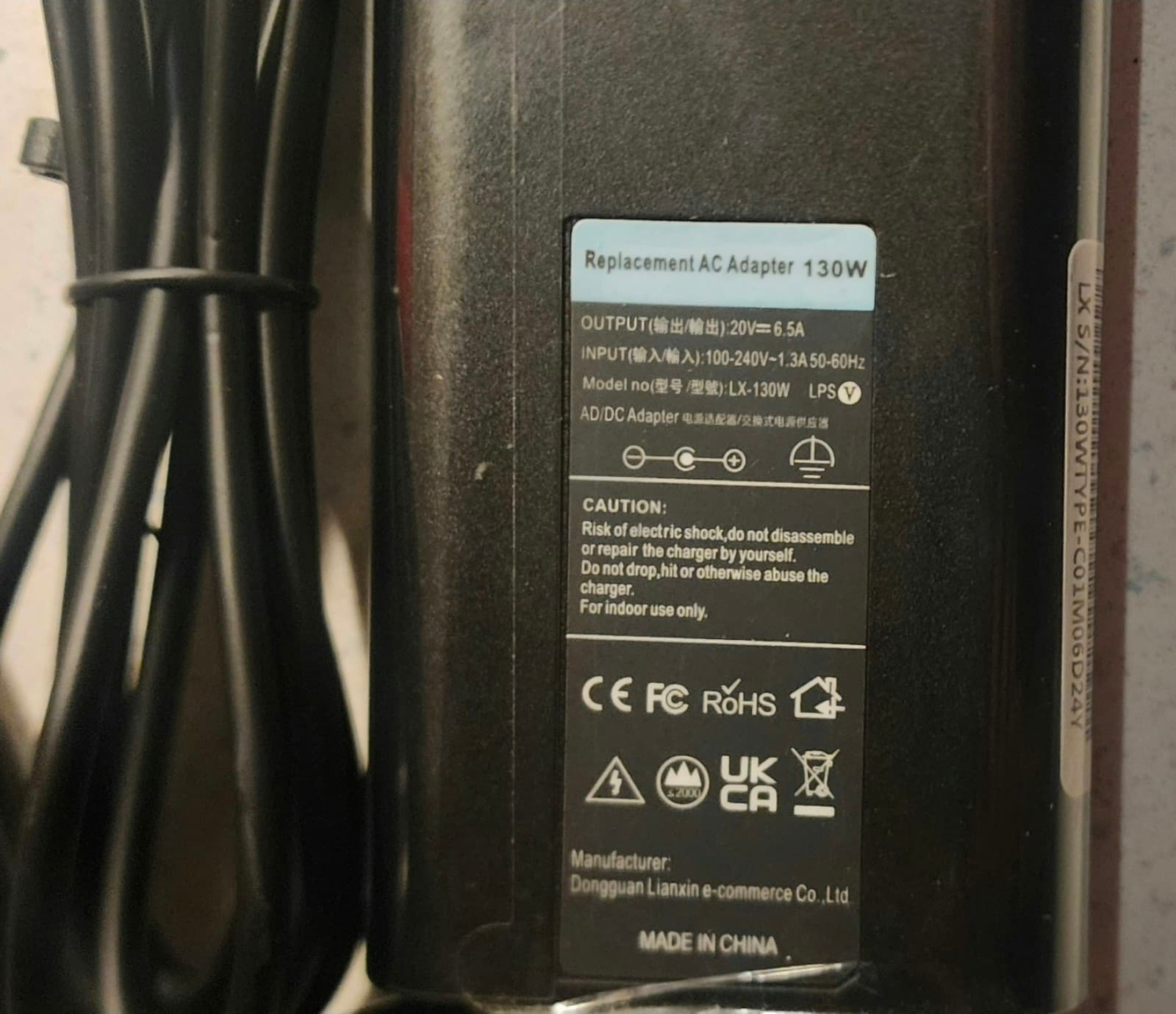 Laptop Charger 130W Type C Replacement Charger