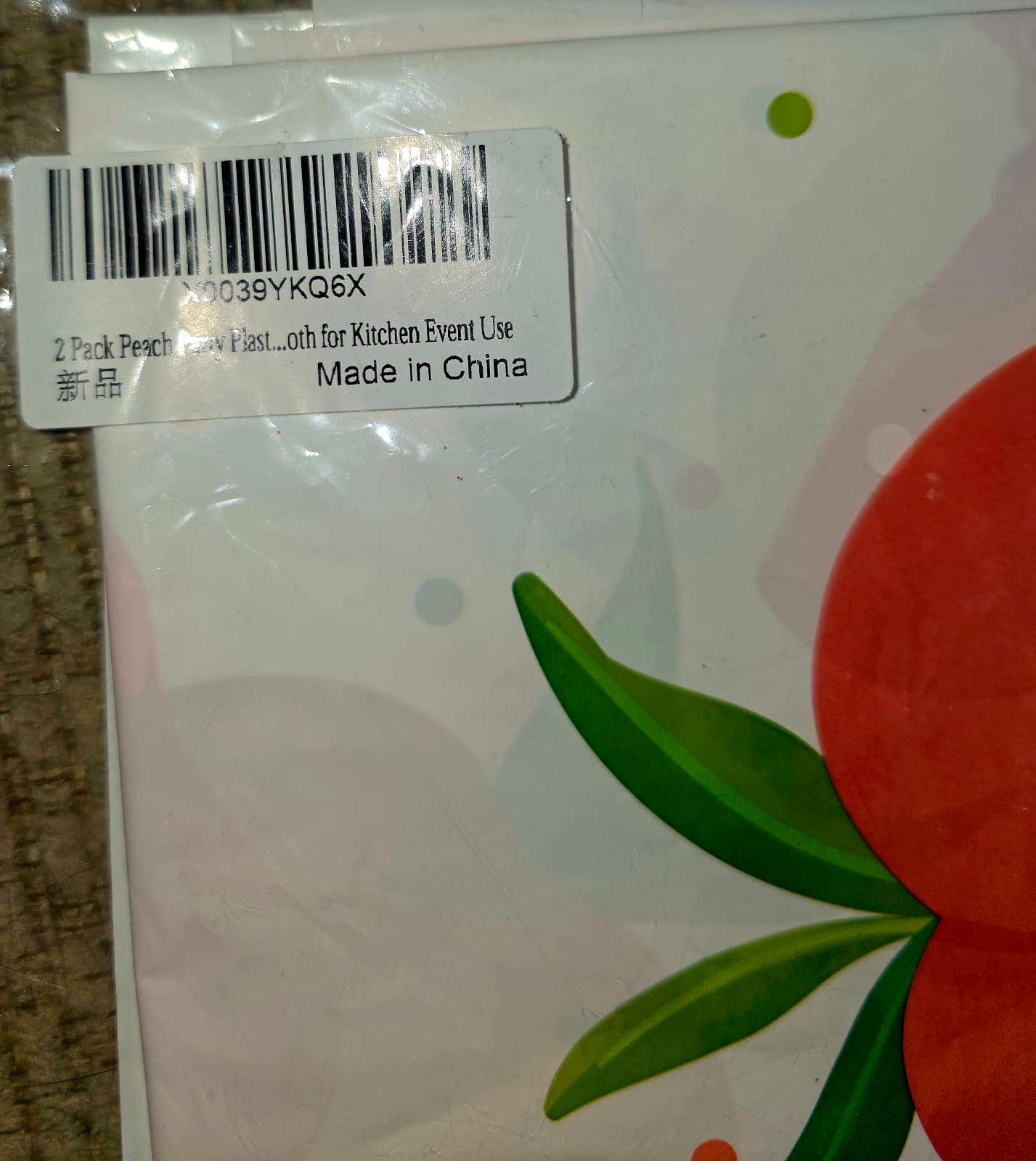 Peach plastic Table Clothes 2pc