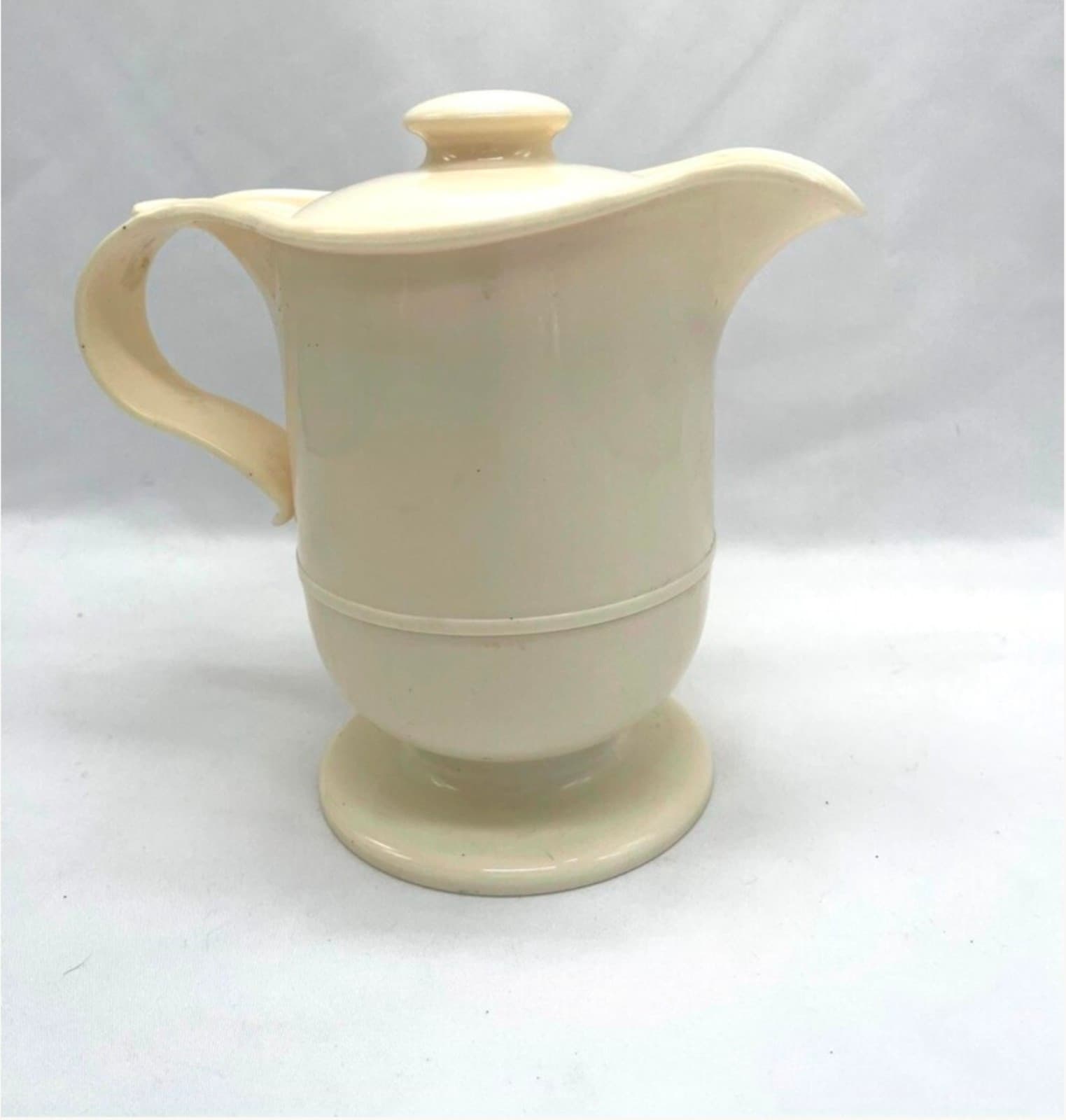 Mid Century Cream Coffee Pot, Glass-Lined Plastic Carafe, Retro Insulated Serv