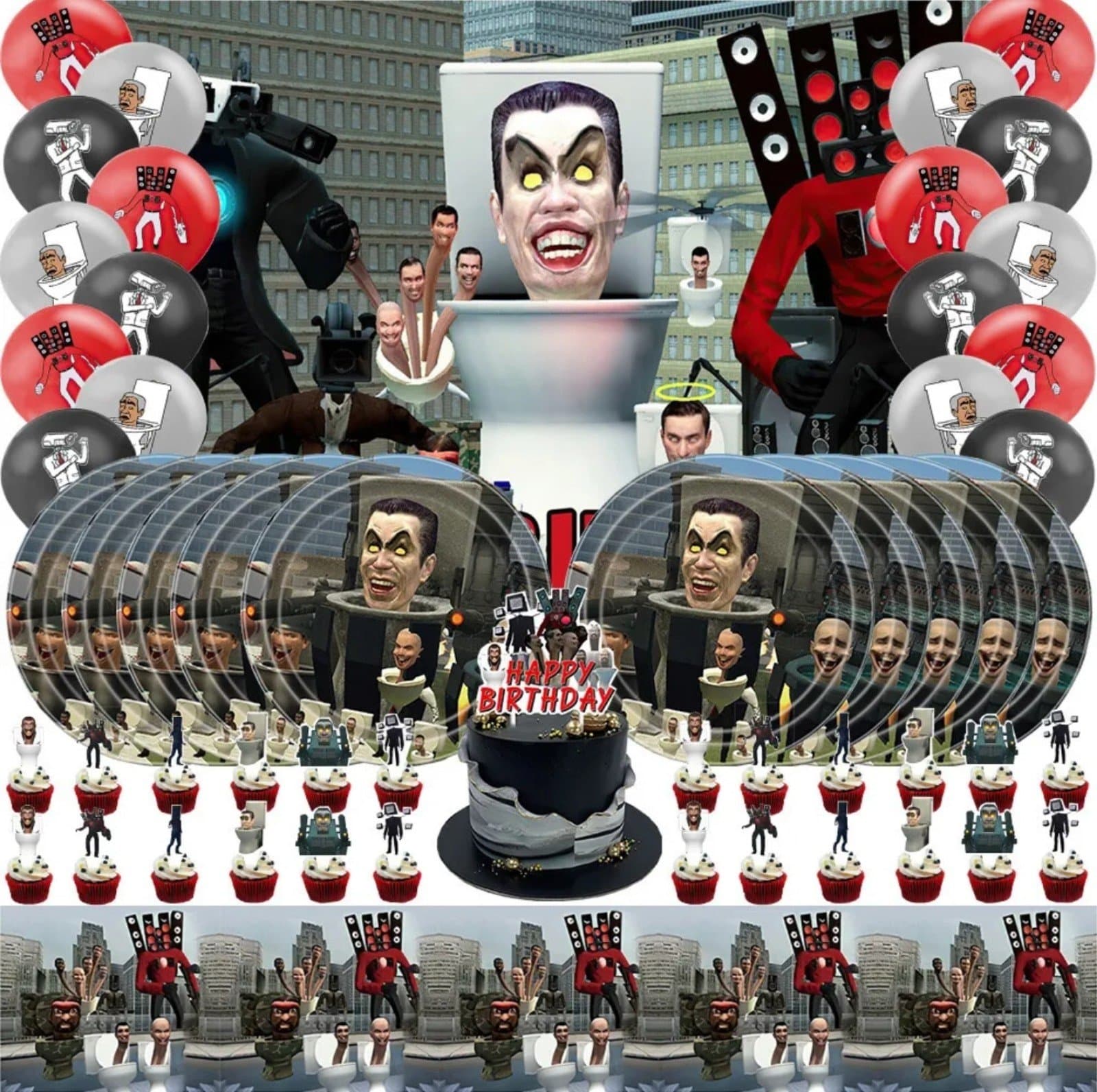 Skibidi Toilet Party Supplies Birthday Decoration Set